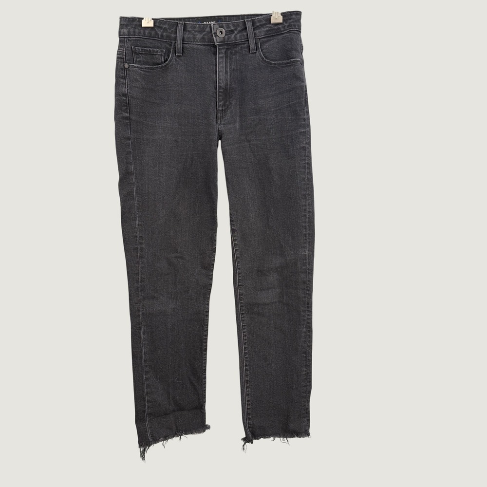 PAIGE Hoxton Straight Ankle Jeans Womens Size 27 Black High Rise 27" Inseam